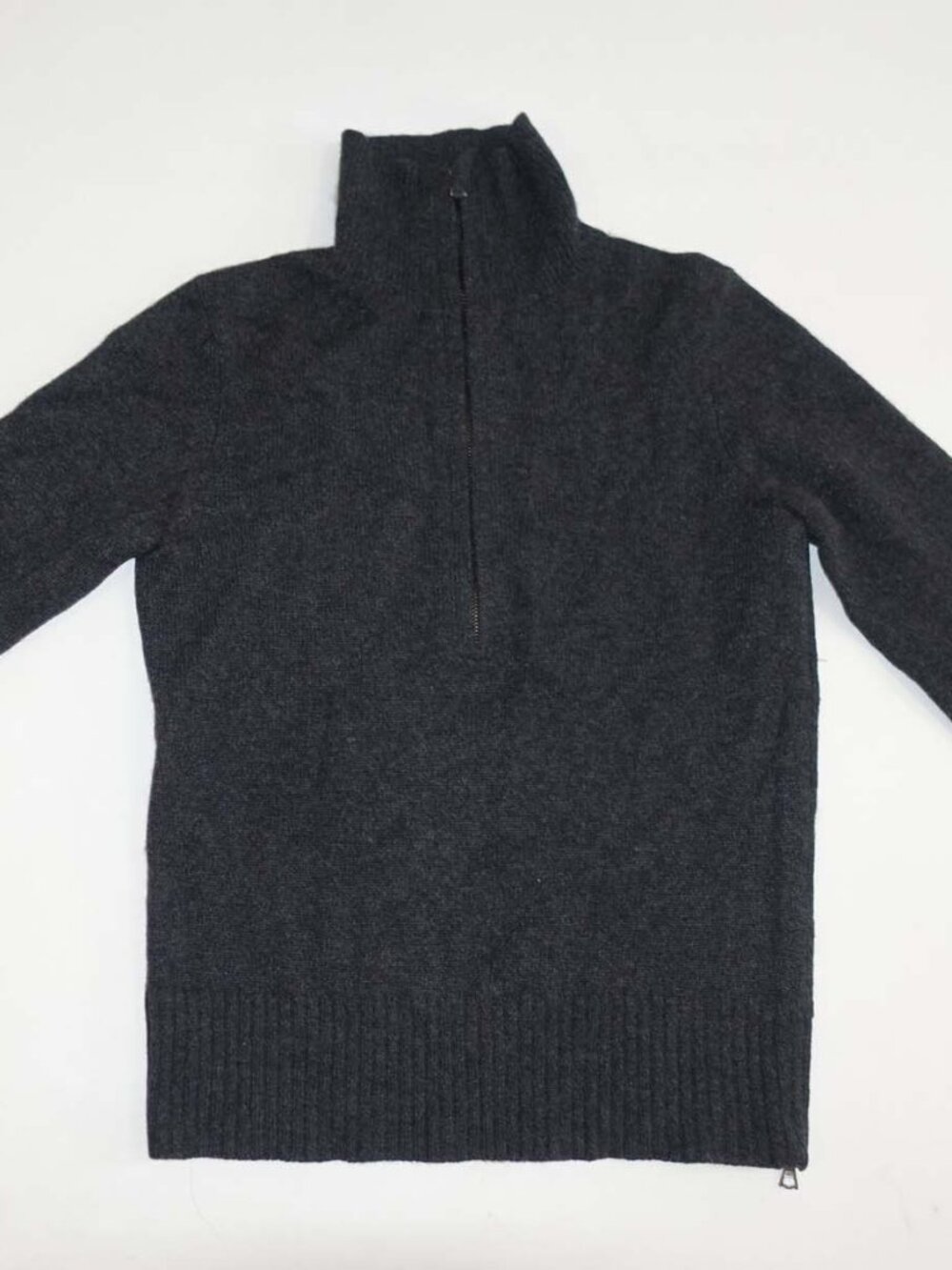 Theory Women's 100% Cashmere 1/2 Zip Sweater Small Charcoal Gray Pullover S